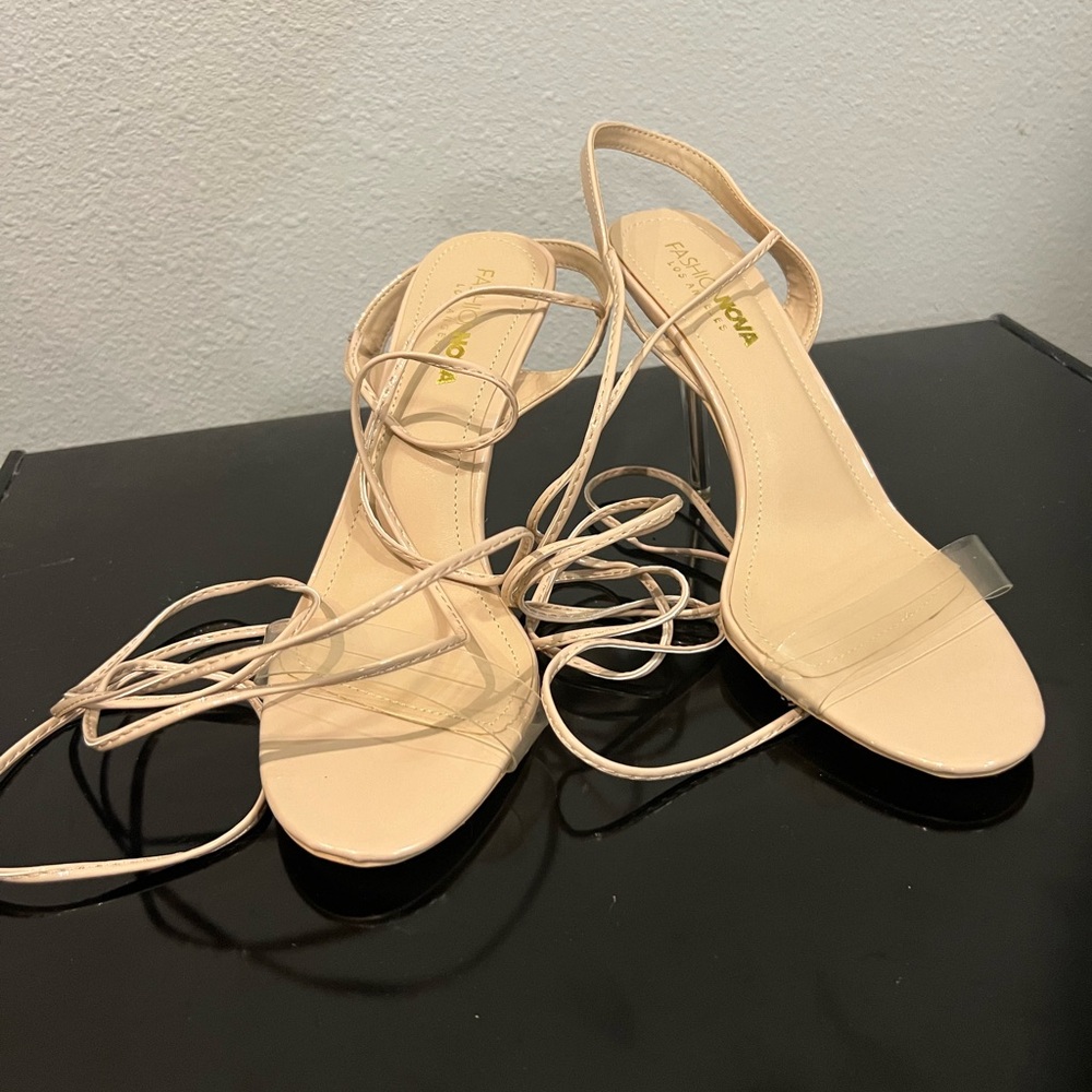 Fashion Nova Women's Nude Strappy Heels